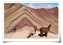 Vinicunca rainbow mountain in Cusco Peru